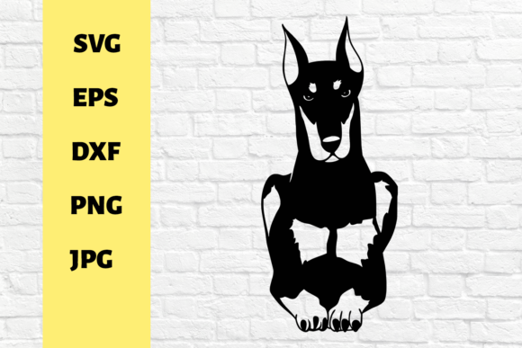 Doberman Sitting Svg Trained Dog Svg